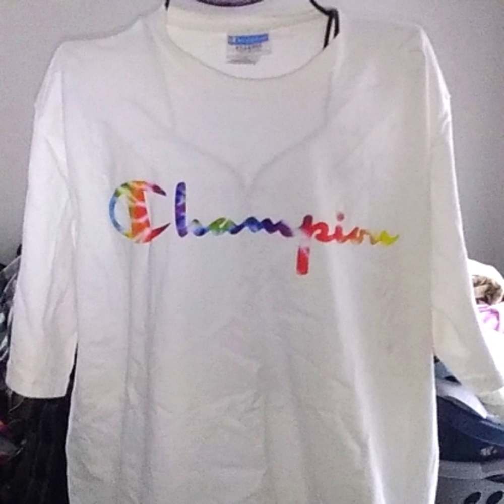 Vintage Mens Champion White Tye Dye T Shirt Sz 2X-Large XL SEE PIX